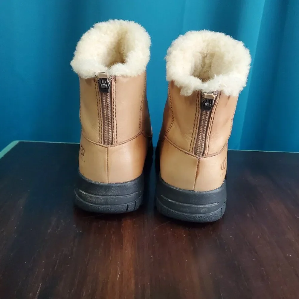 Vintage Leather & Sheep Skin Ugg Zip-up & Slip-in Boots w/Non-Slip soles  6